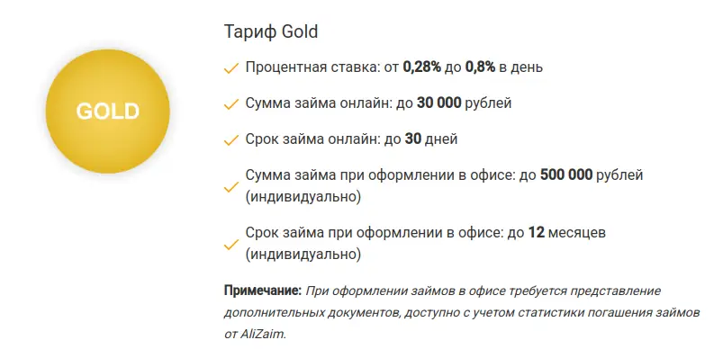 Тариф Gold