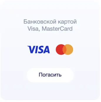 Банковской картой Visa, MasterCard